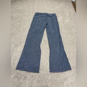 blue linen bohemian hippie trendy fashion Express bootcut mid rise pants sz 6